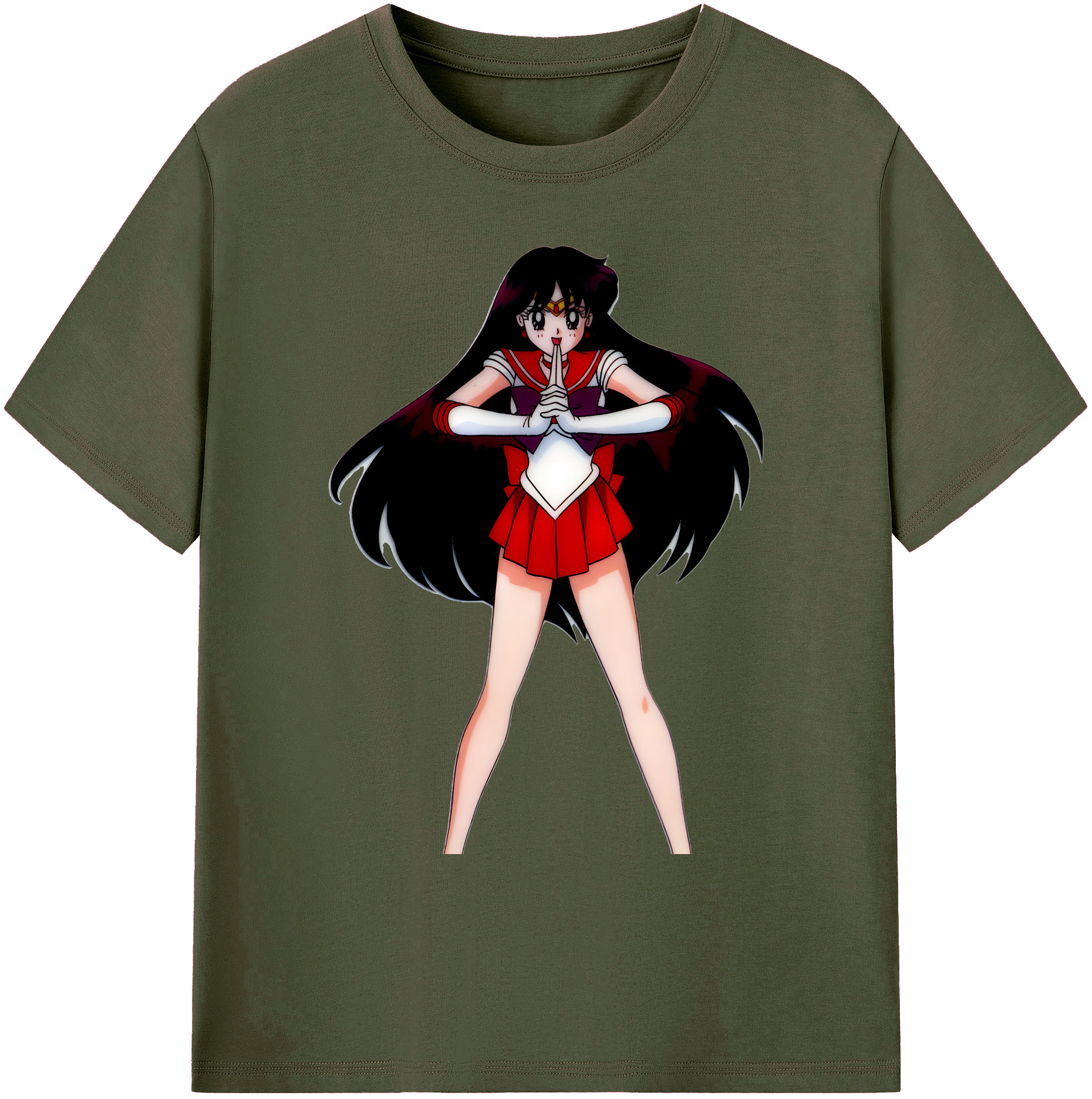 （画像用） 美少女戦士セーラームーン 火野レイ ひの レイ Sailor Moon Hino Rei （セーラーマーズ,Sailor Mars） 綿100％ メンズ半袖Tシャツ｜肌触りやわらか＆通気性